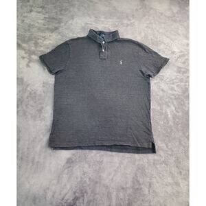 Polo Ralph Lauren Sz L Polo Shirt Mens Gray Custom Slim Fit Short Sleeve C20-6